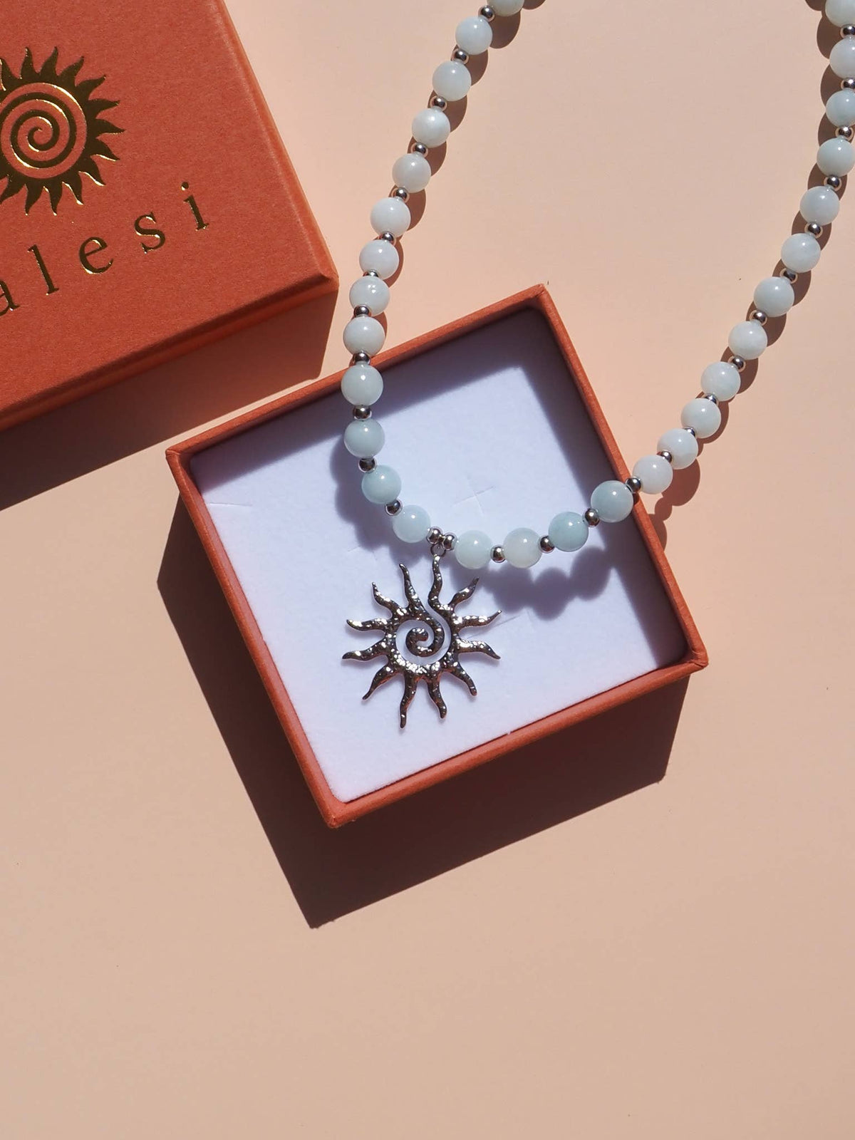 Blue Spiral Sun Necklace