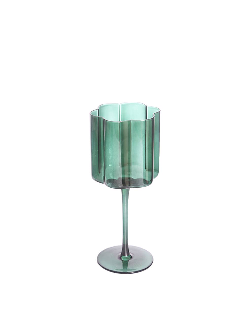Flower Aqua Wine Glass