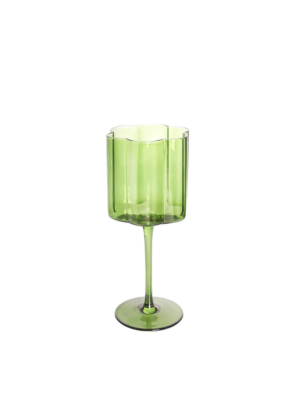Flower Green Wine Glass