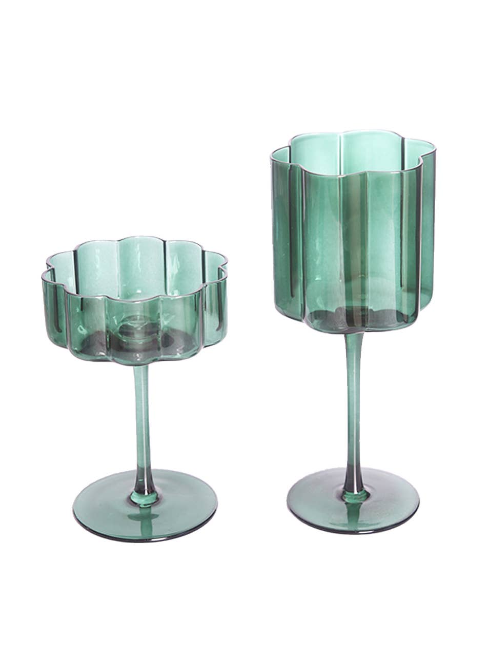 Flower Aqua Wine Glass