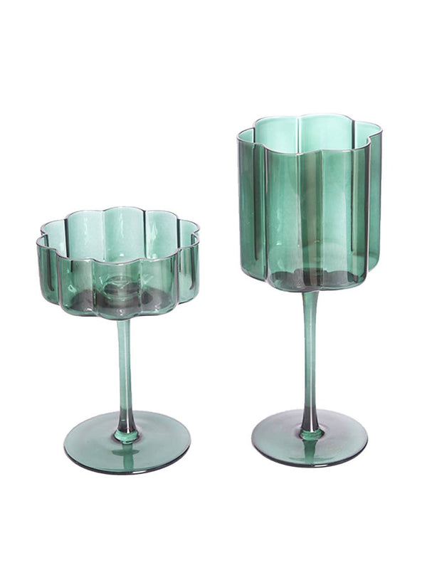 Flower Aqua Wine Glass