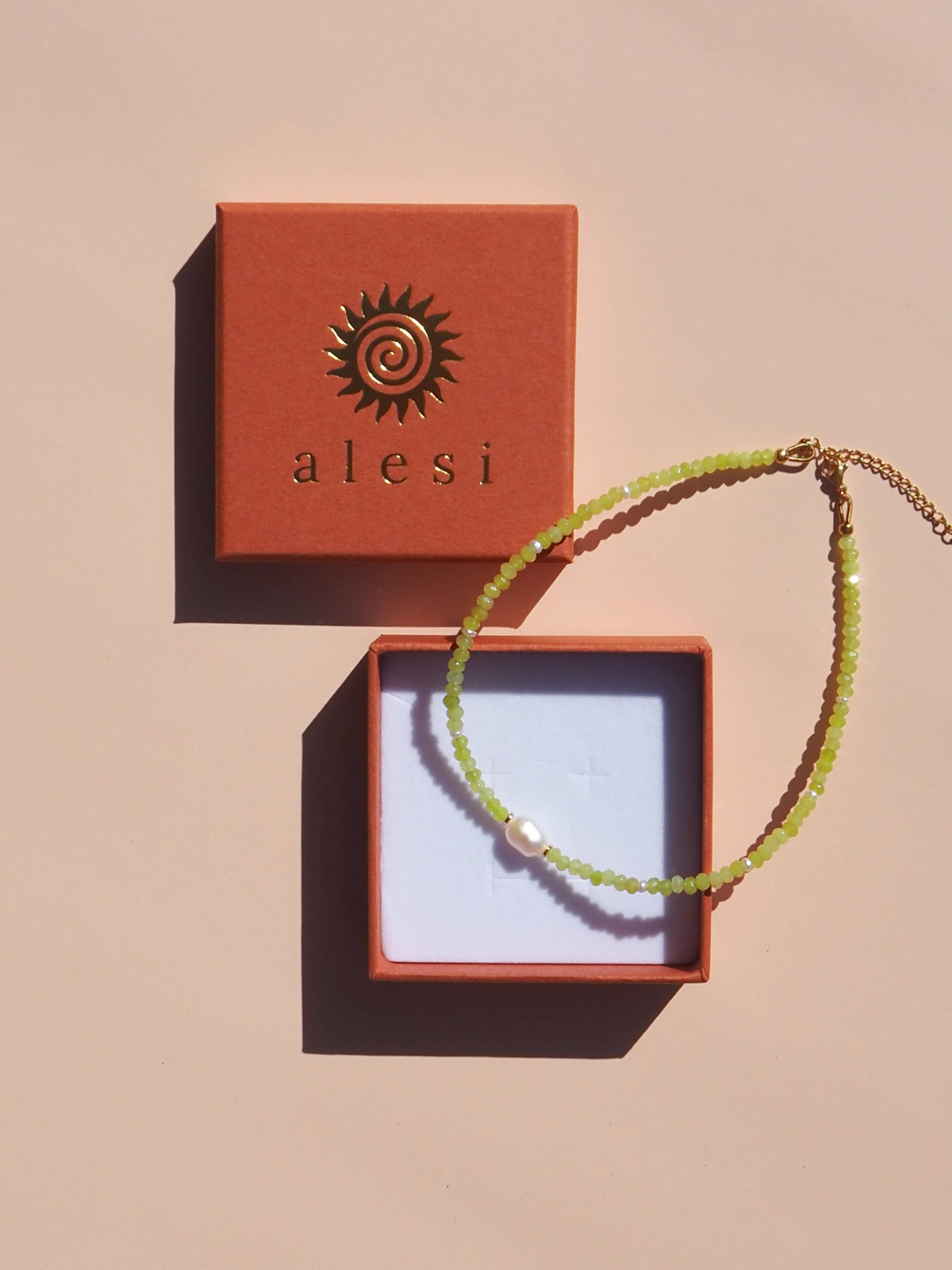 Lime and Freshwater Pearl Necklace