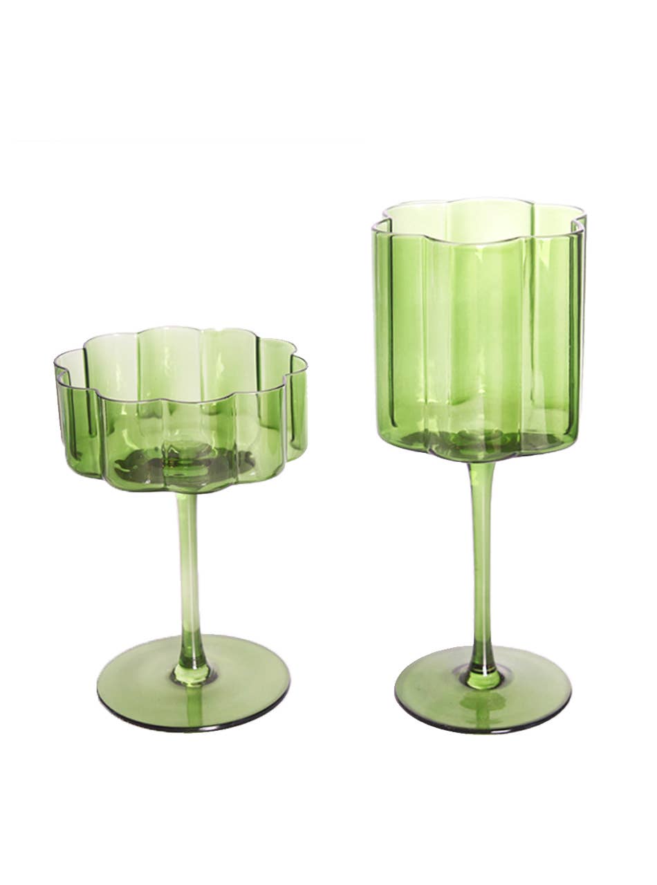 Flower Green Wine Glass