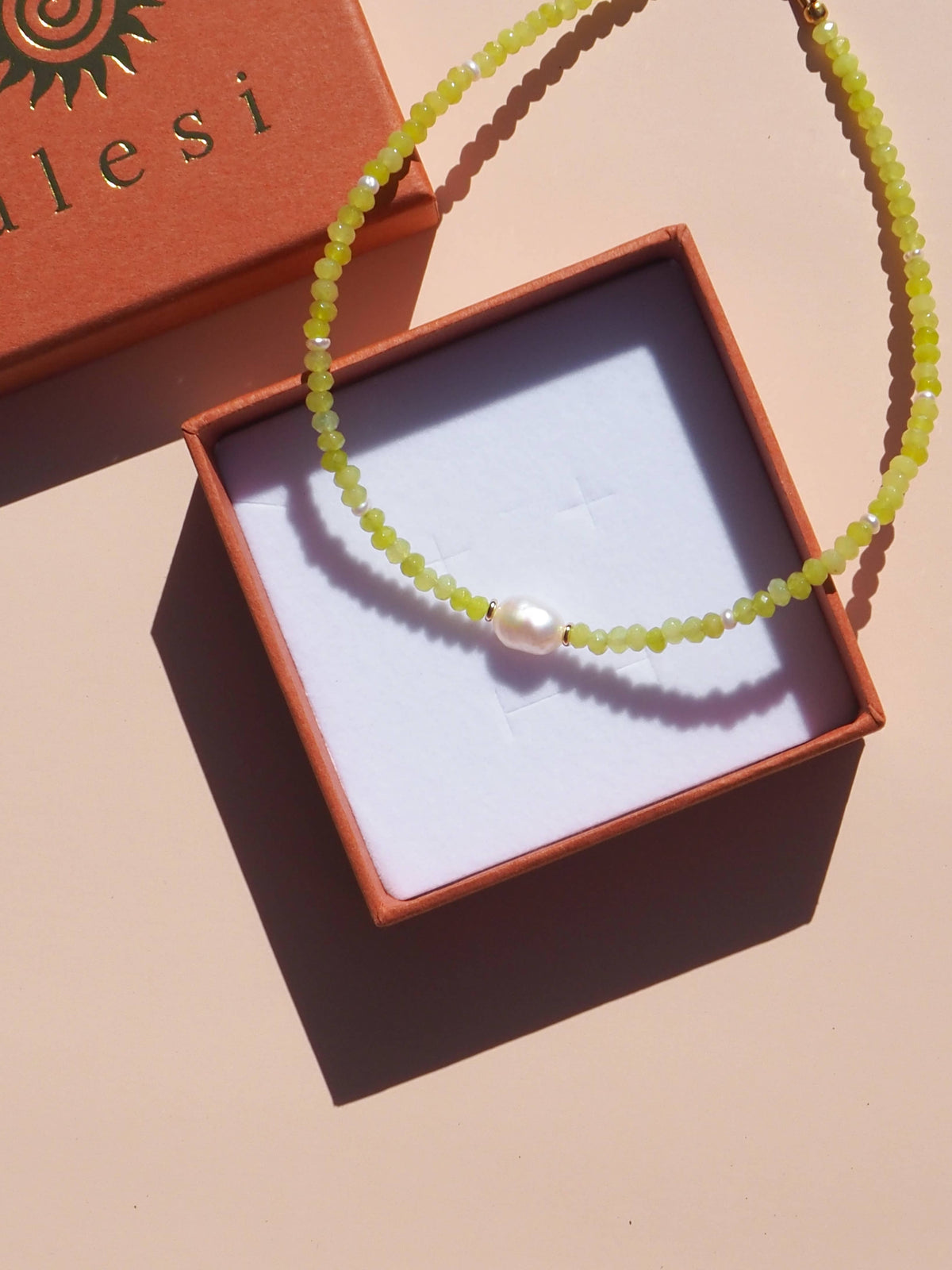 Lime and Freshwater Pearl Necklace