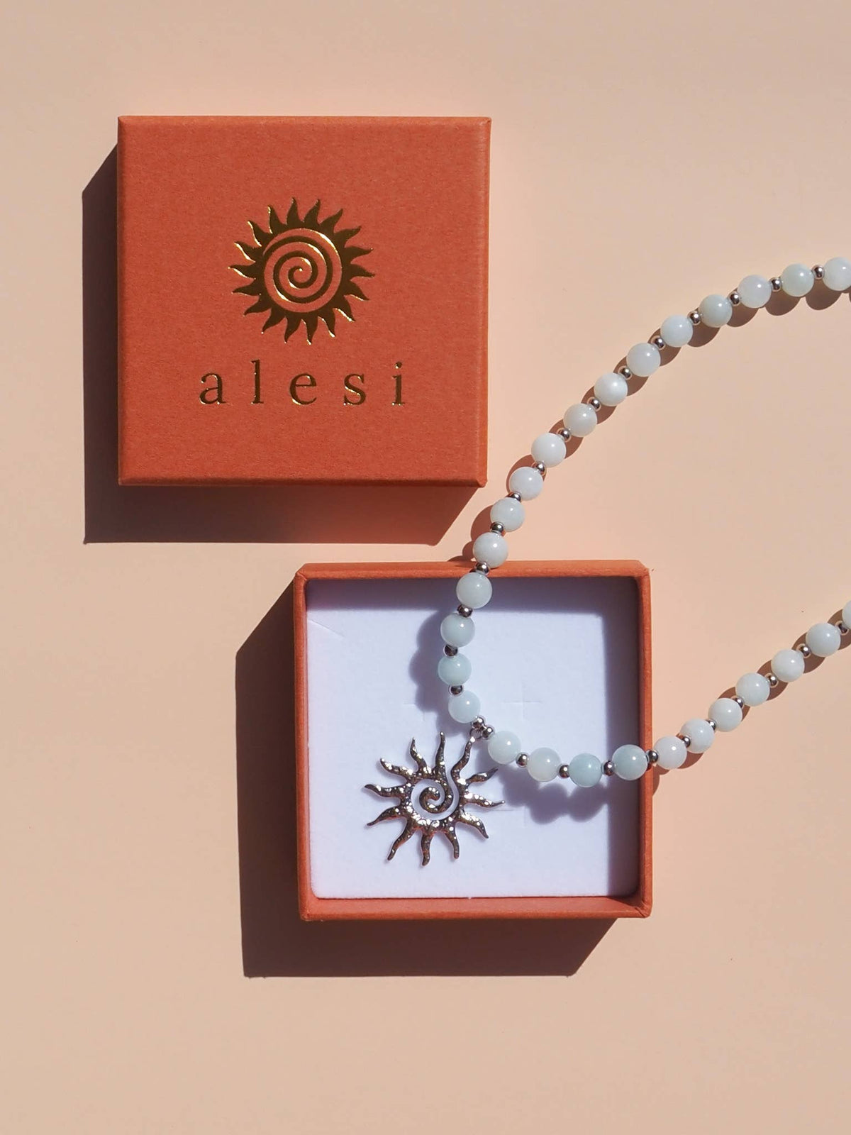Blue Spiral Sun Necklace