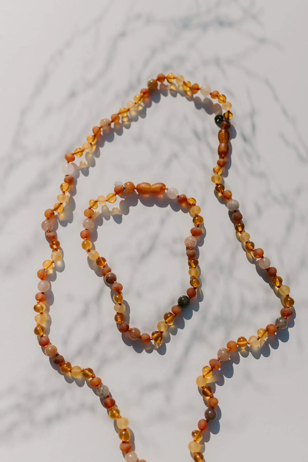 Soleil - Sunstone and Cognac - Women's Short Necklace