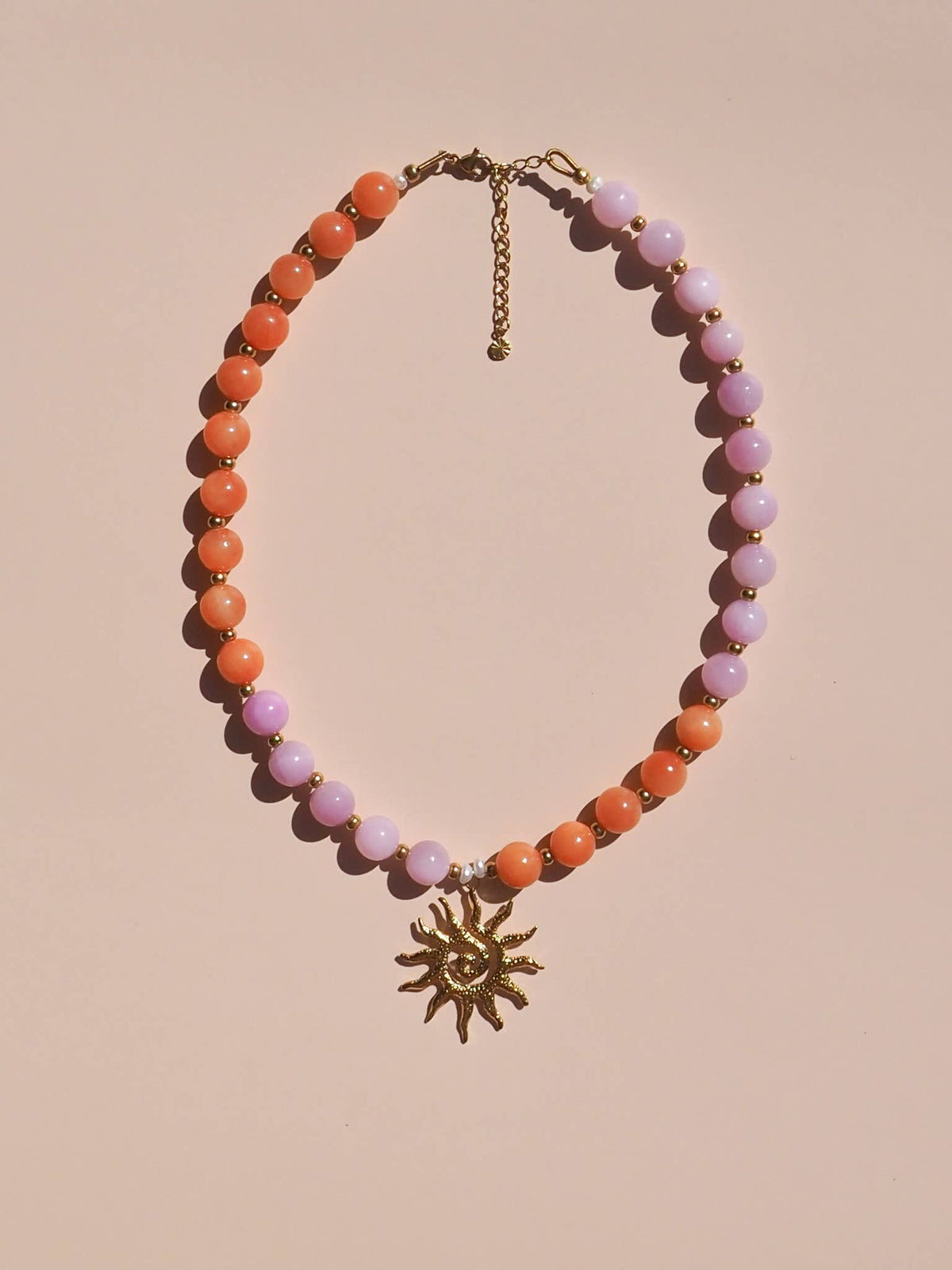 Pink & Orange Spiral Sun Necklace