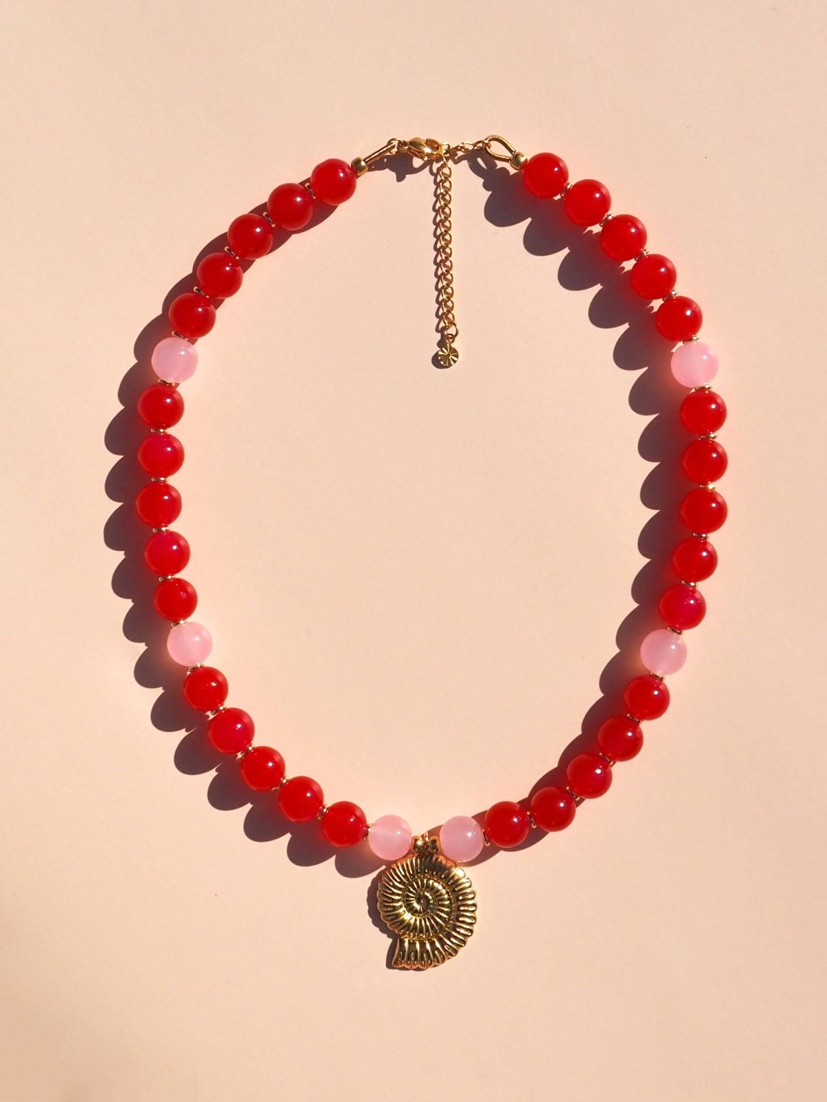 Red & Pink Spiral Shell Necklace