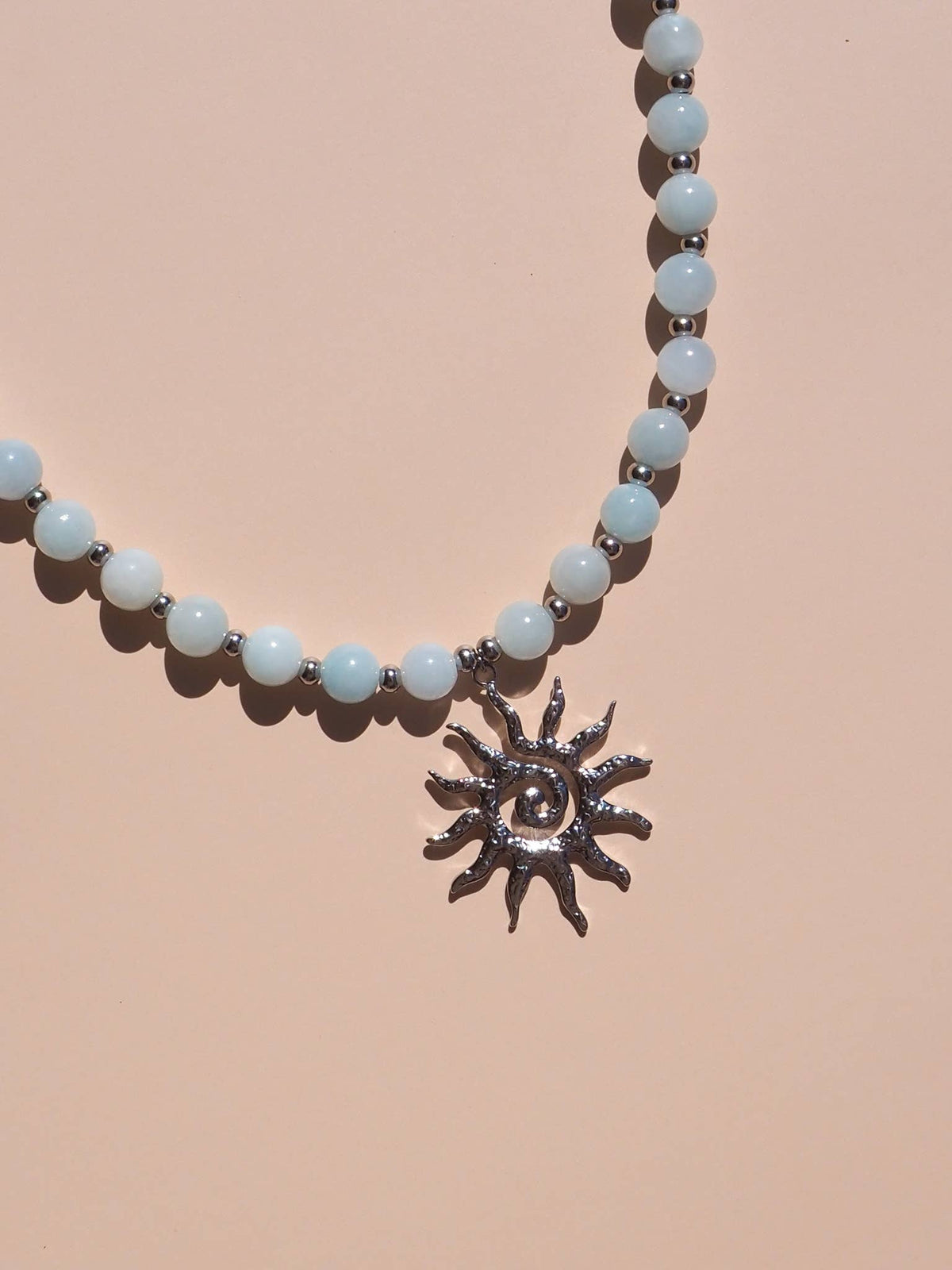 Blue Spiral Sun Necklace