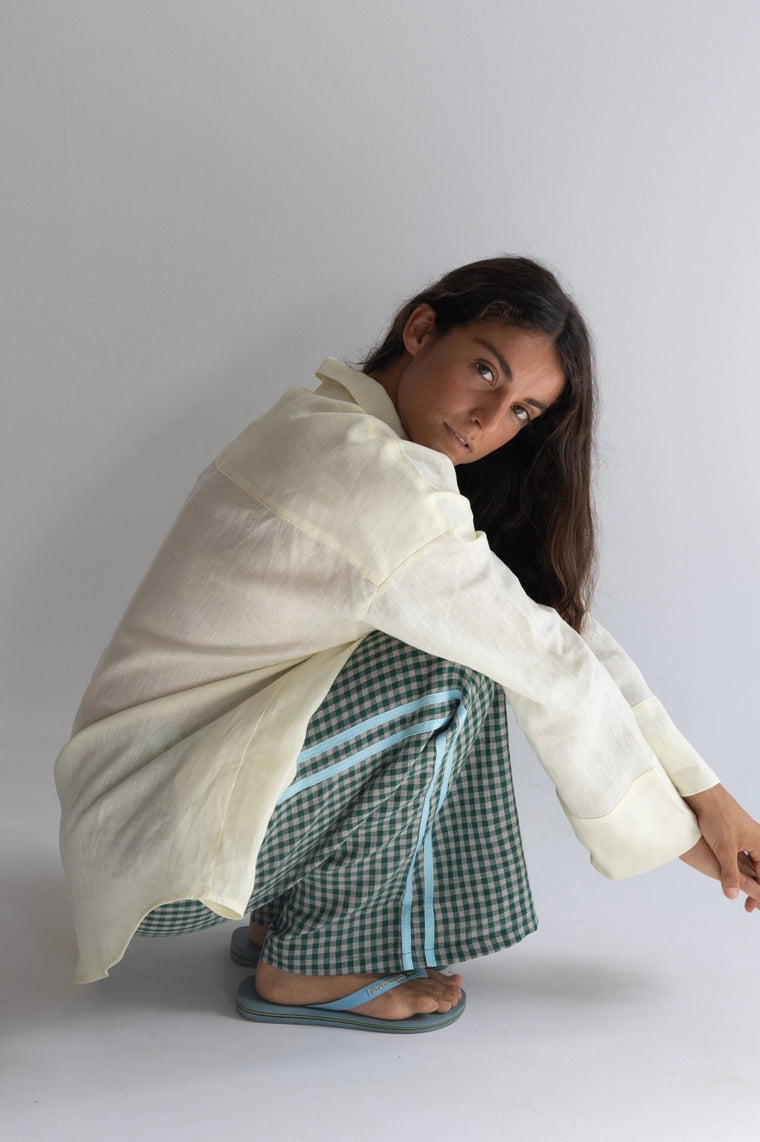 Linen Pant - Green Check