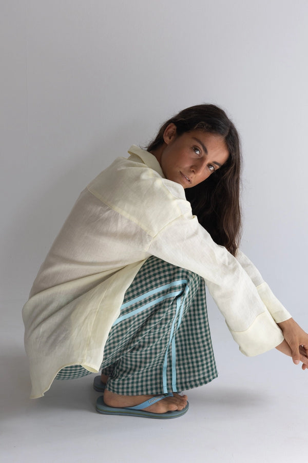 Linen Pant - Green Check