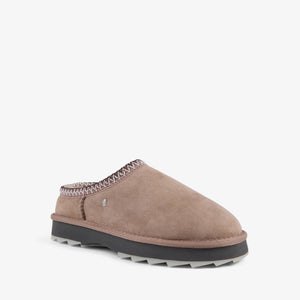 Brown slipper with a white background